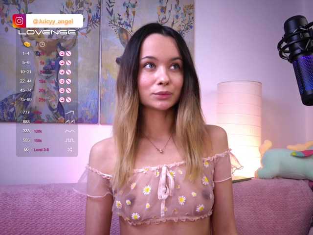 Nuotraukos JuicyyAngel Hi I'm Angelina Lovense from 1st token, Special levels-333, 555, 777, 888. Random level (3-8)-66 tokens. Favorite vibration with domi - 22 tokens. Finger in the ass @remain